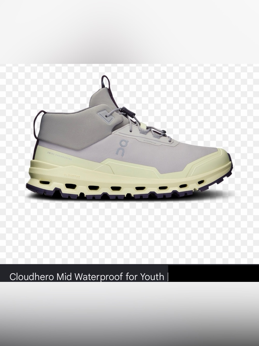 NWT On Cloud Running CLOUDHERO Mid Waterproof, SILVER/SEEDLING 4 Youth/6 Women’s